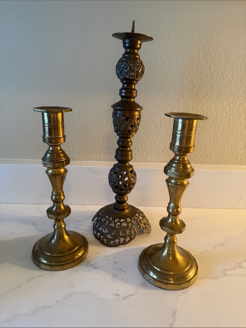 Vintage  Brass  Candlesticks Set of 3